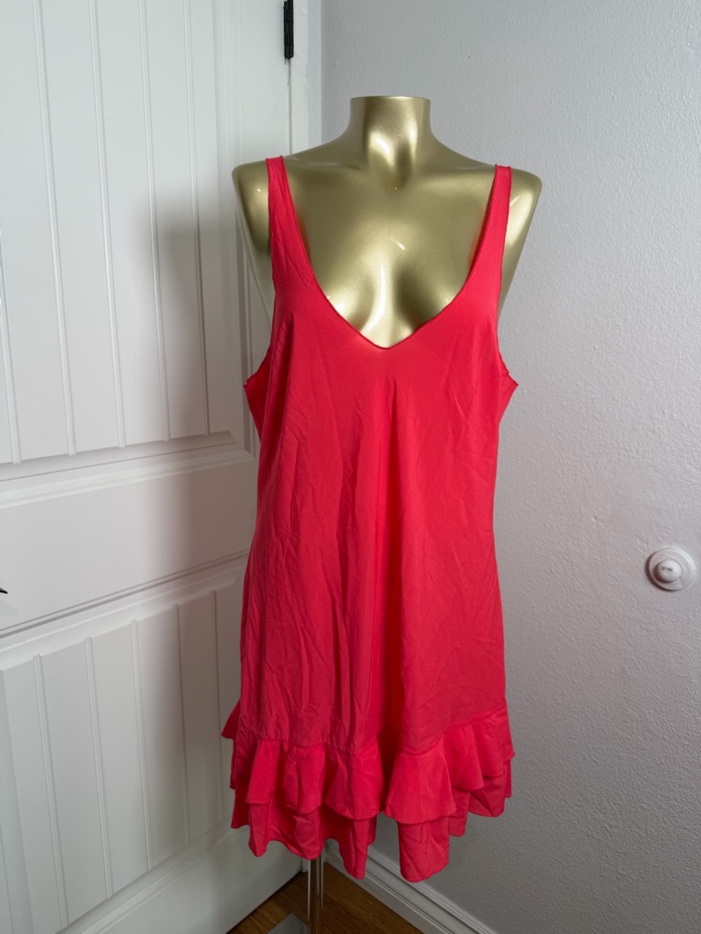Intimately Free People Bright red Ruffle Hem Sleeveless Dress L